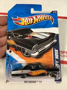 Hot Wheels 2011 HW Racing ‘66 CHEVY NOVA Black Variant Very Nice Card!! (23) - Picture 1 of 7