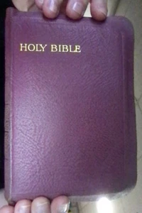 HOLY BIBLE, CONTAINING THE OLD AND NEW TESTAMENT, SMALL WRITING INSIDE AS SHOWN - Picture 1 of 2