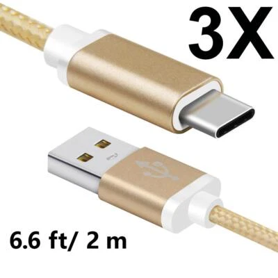 3件装全新尼龙编织USB C USB Type-C正品数据同步充电器充电线 — 第 1/4 张图片
