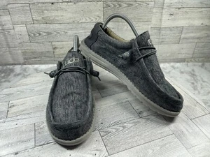 Hey Dude Loafers Men 8M Wally Woven Carbone Shoes Green Canvas Slip On Comfort - Picture 1 of 18