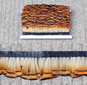 Natural Golden Pheasant Feather Fringe Ribbon Trim Price for 30cm DIY Art Craft - Picture 1 of 2