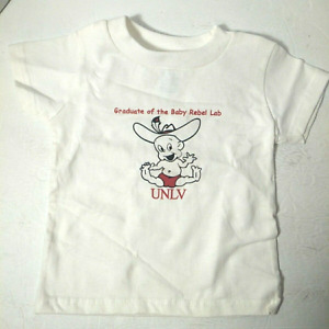 UNLV Runnin Rebels Baby T-Shirt Size 18 Months Rabbit Skins White Vtg Las Vegas