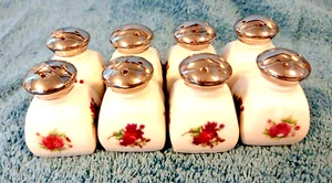 Floral Spice Shaker salt pepper 1950s Made In Japan Vintage set of 8 - Picture 1 of 9