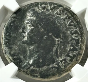 Augustus Restoration under Titus AE Dupondius AD 79-81 Victory Shield NGC F - Picture 1 of 4