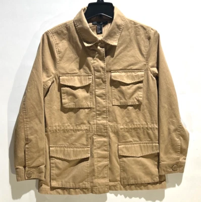 Jaqueta utilitária Forever 21 feminina bronzeada carga bolsos com botões tamanho pequeno - Imagem 1 de 4