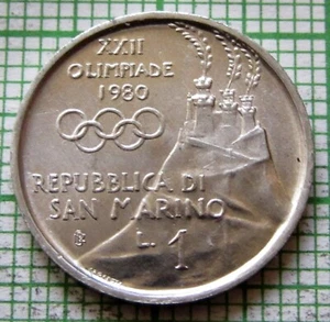 SAN MARINO 1980 1 LIRA, Moscow Olympics – Gymnastics , ALUMINUM UNC - Picture 1 of 6