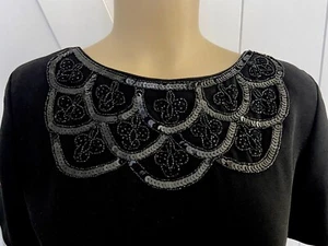 Evan Picone Abendkleid 6 kleines schwarzes Kleid niedriger Rücken LBD Pailletten gebraucht, in einwandfreiem Zustand - Bild 1 von 4