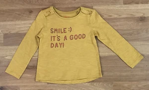 TU Long Sleeve T-Shirt Girls 2-3 Years Mustard “Smile, It’s A Good Day” Cotton - Picture 1 of 12