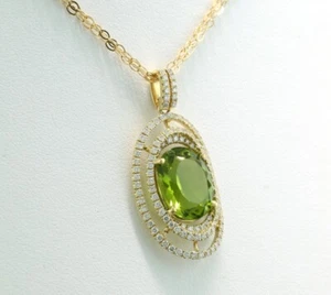 Valor Peridoto Brillante Mapa de Remolque Cadena Verde Manzana 5,02CT 750-Gold - Imagen 1 de 5