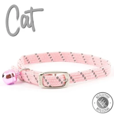 Ancol - Pink Softweave Reflective Black Cat Collar With Metal Buckle - Image 1 of 3