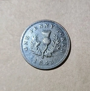 1843 FULL Penny Province Of Nova Scotia Canada Antique Coin Bank Token Authentic - Picture 1 of 3