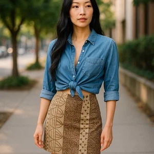 Women’s The Limited Boho Linen Blend Wrap skirt Brown Tan Small - Picture 1 of 6