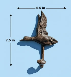 Gancho de pared de pato de metal rústico cabaña casa de campo decoración aves acuáticas abrigo sombrero percha - Imagen 1 de 1