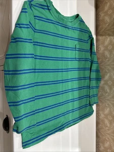 Top a righe verde e blu Hanna Andersson ragazzo taglia 6-7 manica lunga - Foto 1 di 3