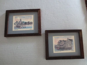 PR Framed R.E. Kennedy PROVINCETOWN & NANTUCKET WHARVES Prints - 13" x 10-1/2" - Picture 1 of 6