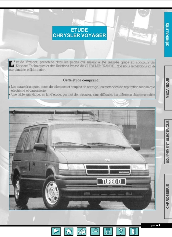 MANUALE RECENSIONE RIPARAZIONE AUTO PDF CHRYSLER VOYAGER - Immagine 1 di 1