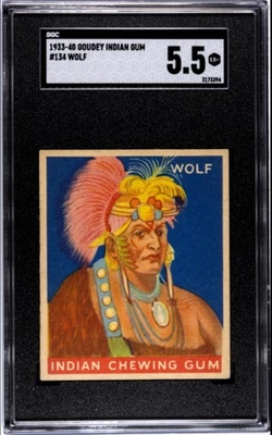 1933 Goudy Indian Gum Wolf  (Kanza Tribe/Kaw Nation) #154 SGC 5.5 EX+ - Image 1 of 2
