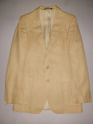 Vintage Men's Yves Saint Laurent 1970's Beige Silk Sports Jacket Size 38R France - Image 1 of 4
