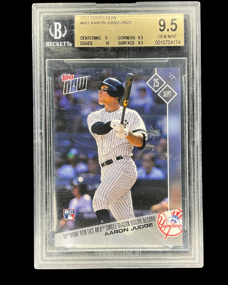 2017 TOPPS NOW #653 AARON JUDGE BGS 9.5 Rookie Record Home Runs Yankees (RC) MVP - Image 1 of 2