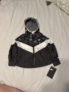 Giacca a vento Nike bambina 2T full zip nero/bianco nuova con etichetta - Foto 1 di 4