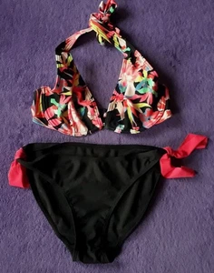 "SUNSEEKER"Wunderschönes Marken Bikini Badeanzug 2Tlg.GR:38 80 B Lachs/Schw. Neu - Bild 1 von 2