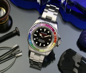 OceanX Sharkmaster 1000 M9 Rainbow Bezel 44mm Men's Diver Watch SMS1043 M9 LE - Picture 1 of 6