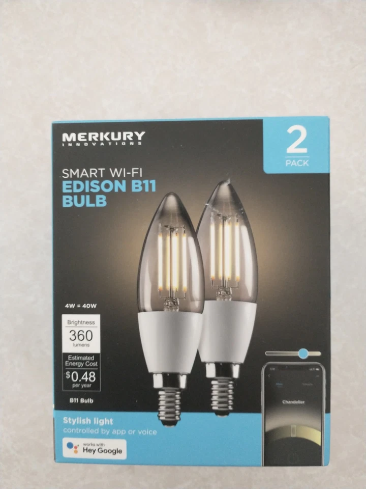 Merkury Innovations Smart WI-FI Edison B11 Bulb (2-pack) 40W - Image 1 of 1