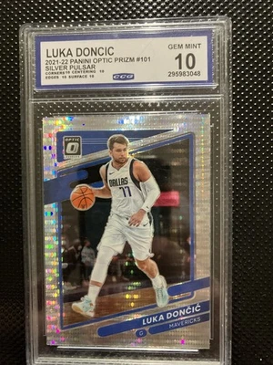 Donruss Optic Luka Doncic #101 Silver Pulsar Prizm CCG Gem Mint 10 2021-22 Foto 1 de 4