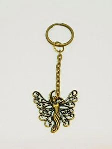 Handmade Antiqued Gold Filigree Fairy Keyring Key Ring Key Holder - Picture 1 of 3