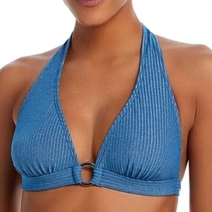 Shoshanna Ring Front Halter Swim Bikini Top Women's Size S Light Green - Picture 1 of 1