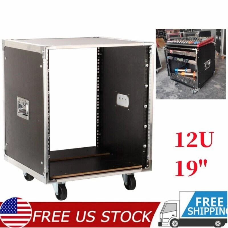 12U Universal Steel Open Rack Cabinet Movable Audio Equipment Storage Case 19in - Image 1 of 4