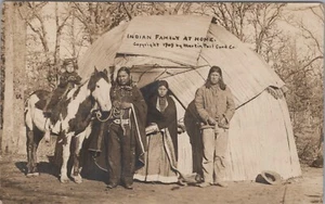 RPPC Native American Indian Family at Home 1909 W.H. Martin - Picture 1 of 2