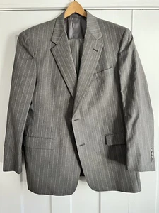Men’s Burberry Gray Striped Wool Suit - Size 43R - Picture 1 of 3