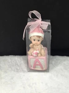 Vintage Adorable Familymaid Baby Keepsake Baby Girl Sitting On Alphabet Block - Picture 1 of 10