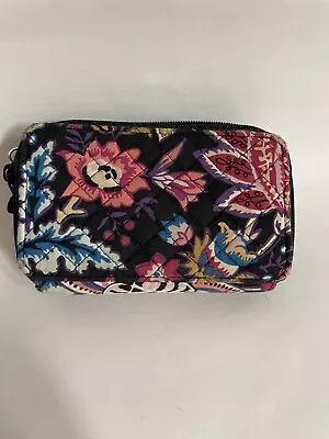 Vera Bradley Wallet Zippered Black Floral Foxwood Missing Wristlet - Image 1 of 4