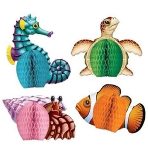 Sea Creatures Mini Centerpieces 4 Pack Luau Marine Life Birthday Party Decor - Picture 1 of 1