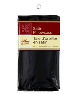 1 Satin Pillowcase Black Standard Queen Soft 20x30 100% Polyester Hair Breakage - Picture 1 of 9