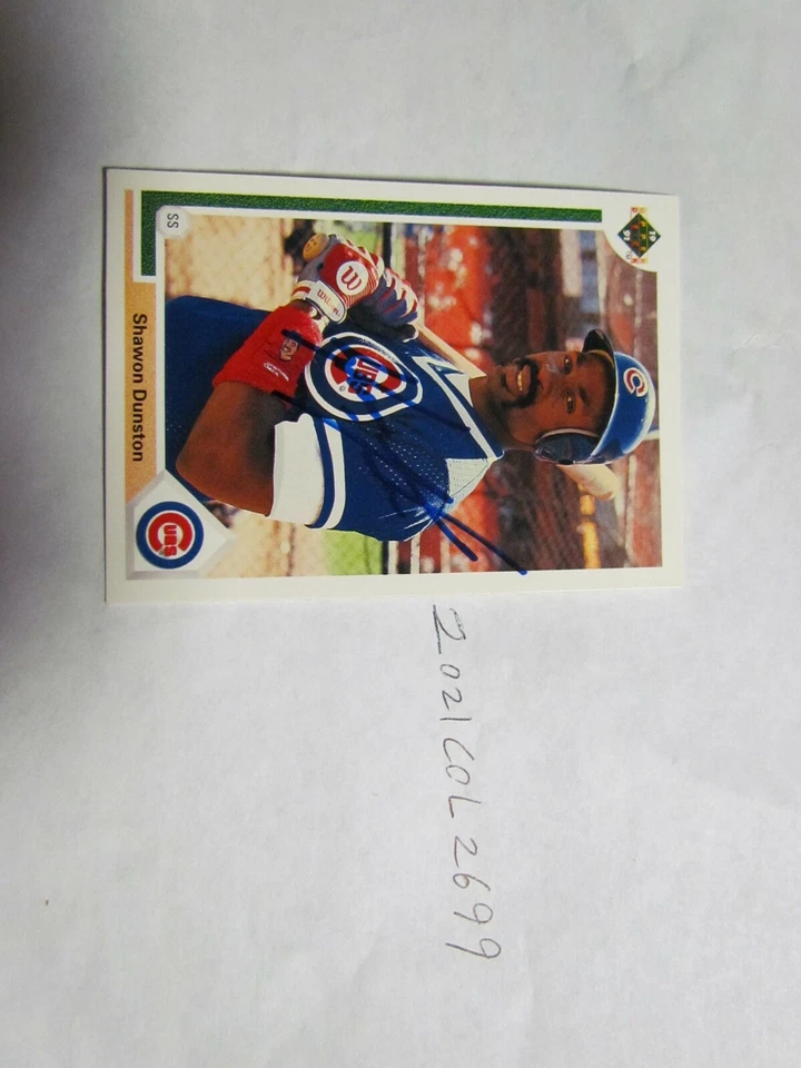 1991 Upper Deck Shawon Dunston Signed Baseball Card  - Image 1 of 2