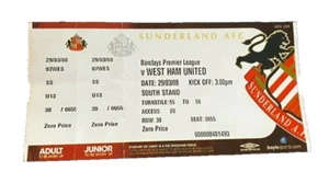 SUNDERLAND V WEST HAM UNITED - PREMIER LEAGUE - MATCH TICKET - 29/3/2008 - Picture 1 of 1