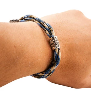 Minimalist Double Wrap Handmade Viking Runes Paracord Adjustable Wrist Bracelet - Picture 1 of 22
