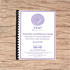 Baby Lock ZEAL BL35B Instruction Manual Printed Comb Bound - Picture 1 of 8