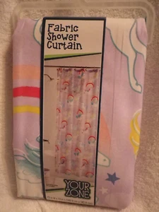 Rideau de douche licorne licorne en tissu Your Zone arcs-en-ciel 72 x 72 violet - Photo 1/5