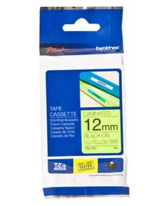 3x Genuine Brother TZe-C31 TZeC31 12mm Black Text on Fluorescent Yellow - 8m - Picture 1 of 2