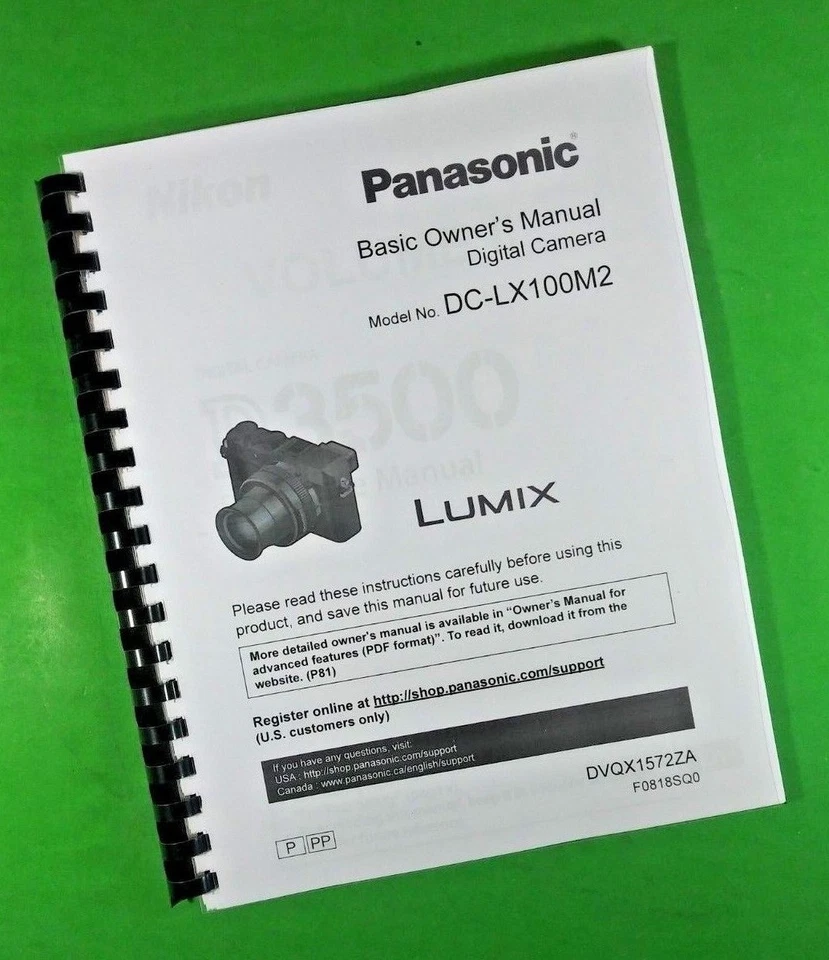 Manual do proprietário para câmera Panasonic DC-LX100 M2 88 páginas com capas transparentes! - Imagem 1 de 1
