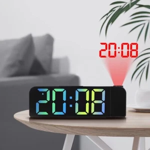 LED Digital Projection Alarm Clock Temperature Date Snooze Ceiling Projector USB - Picture 1 of 17