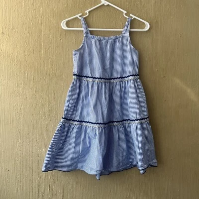 J.crew Crew Cuts Blue White Gingham Tiered Ruffle Cotton Dress Girls Size 10 - Image 1 of 4