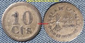 Civil War 10 cents brass town hall puebla cazalla (seville). 3.44 gr. - Picture 1 of 2