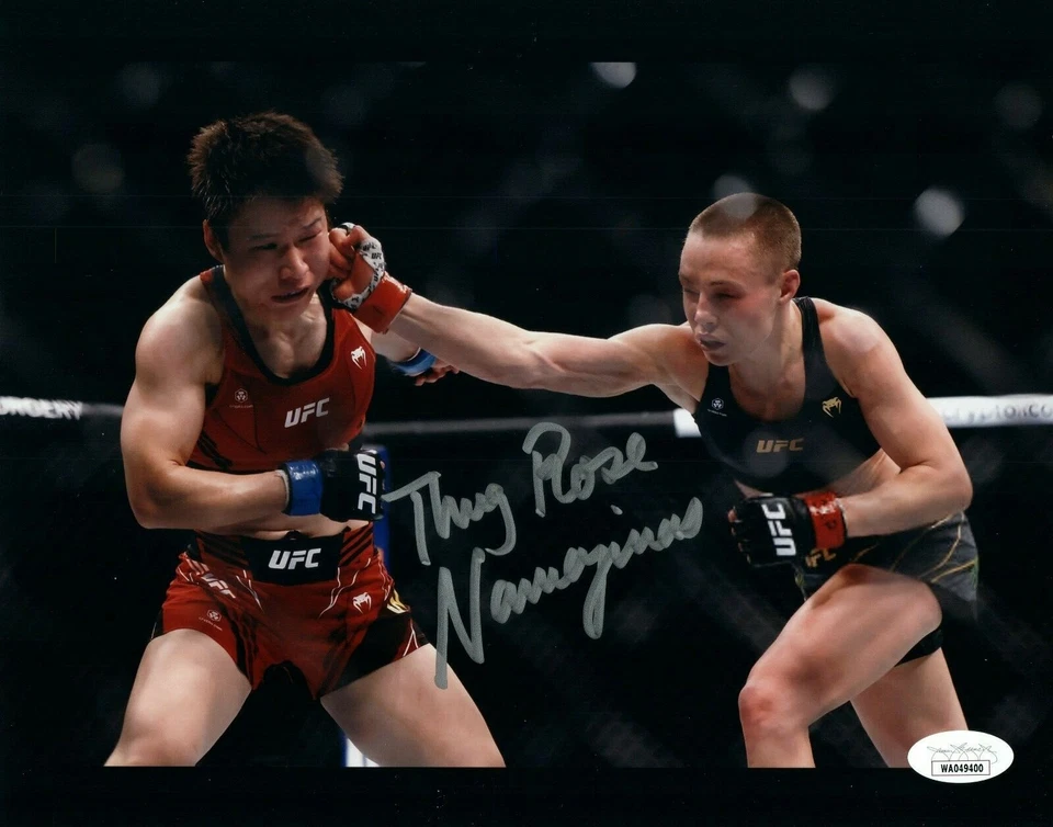 Foto firmada por el matón Rose Namajunas 8x10 campeón peso paja de UFC #21 JSA   Foto 1 de 1