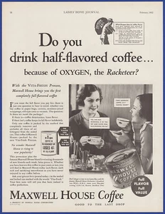 Vintage 1932 MAXWELL HOUSE Coffee Kitchen Art Decor Ephemera Print Ad 1930's - Picture 1 of 1
