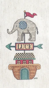 Completed Elephant Needlepoint Panel Trunk Up Good Luck Wall Art Pillow - Picture 1 of 9